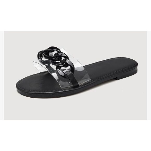 Powerpurlife Ladies chain style slides.‎ Black. Size 11.5 (42) - Picture 3 of 7